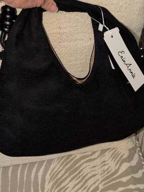 ErinAnnie Black Vegan Suede Shoulder Bag  - NWT